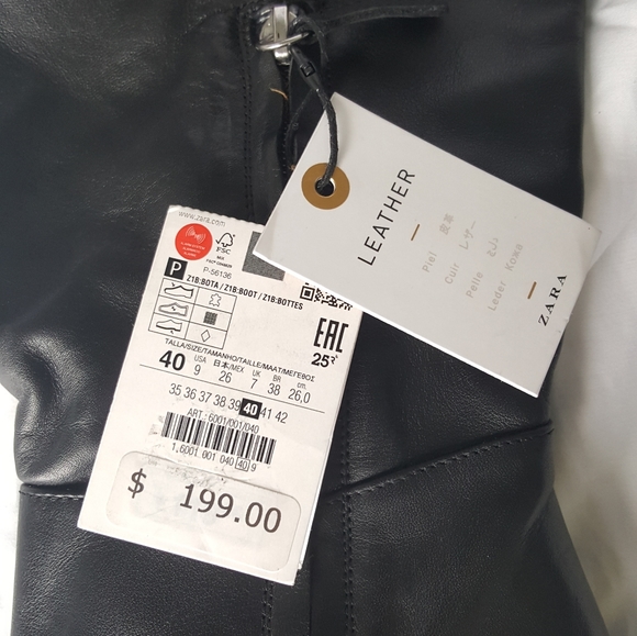 NWT ZARA Black Leather Heeled Boots - Picture 10 of 13